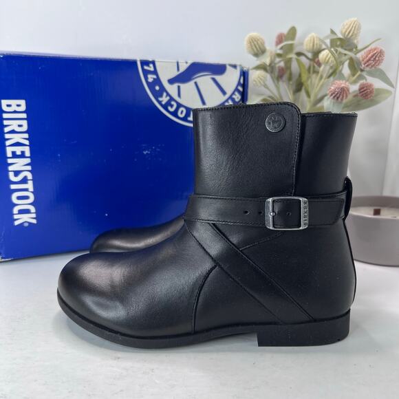 Birkenstock Collins Leather Ankle Boots Black Regular Fit 1006893 Women 5 NWB - Picture 1 of 11
